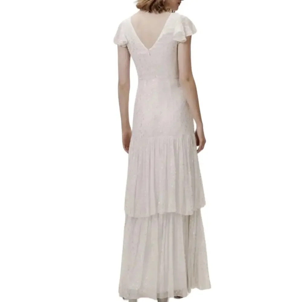 BHLDN Tiered Maxi Dress Minimalist Wedding Gown - Picture 3 of 14